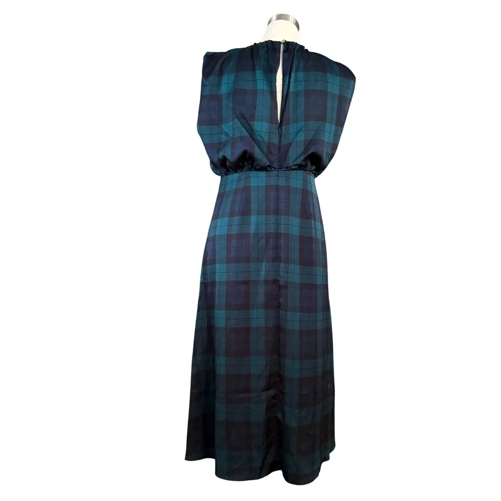 Ann Taylor Tartan Cap Sleeve Midi Dress Rainforest Size 6